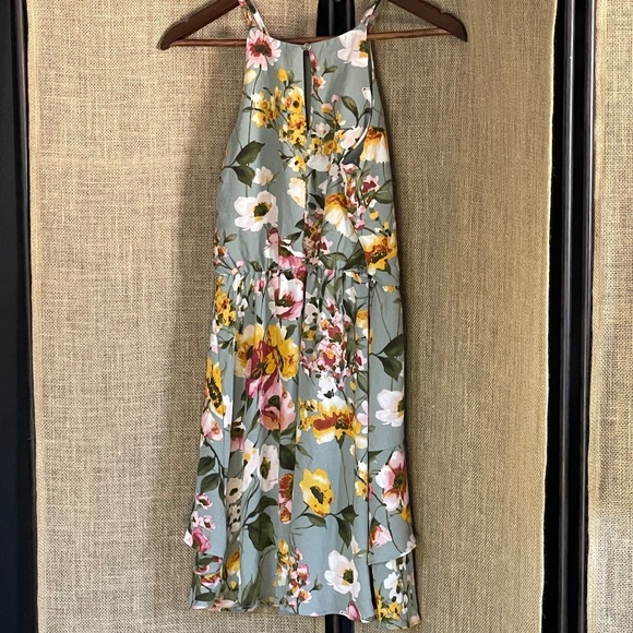 Worn once! womens IZ BYER sage green floral XS fit and flare work wear wedding - Picture 2 of 7